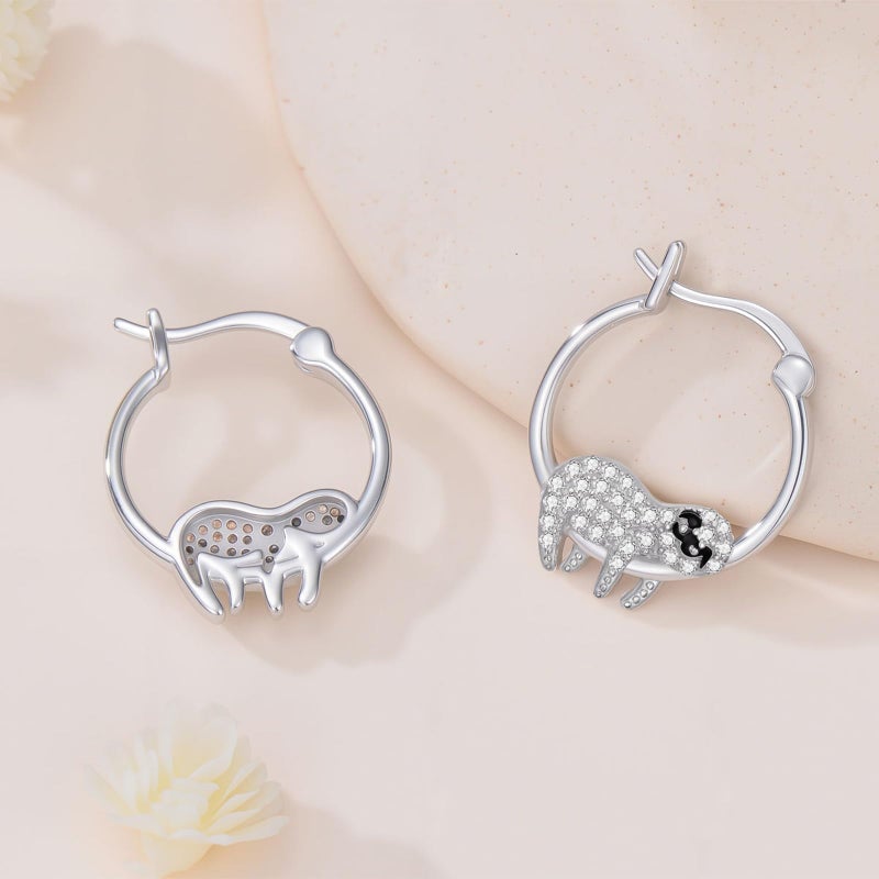 JUSTKIDSTOY Hypoallergenic Sloth Huggie Hoop Earrings 925 Sterling Silver Small Huggie Cartilage Earring Cute Cuff Hoops Ear Stud for Women. (Gold Plated) - Image 3